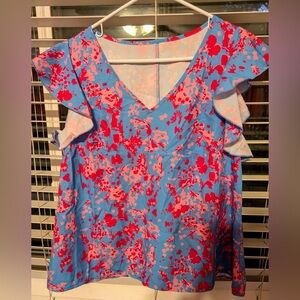 Blue Floral Plus Size XL Blouse